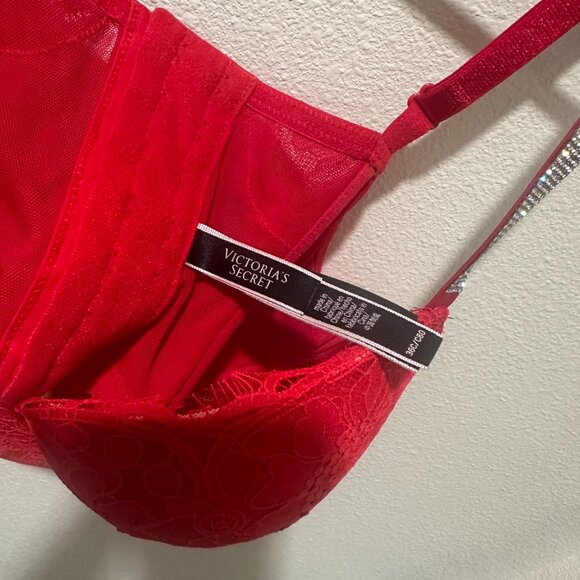 🎀Victoria’s Secret Shine Strap Push-Up Corset Bustier Top - Red - Picture 3 of 5